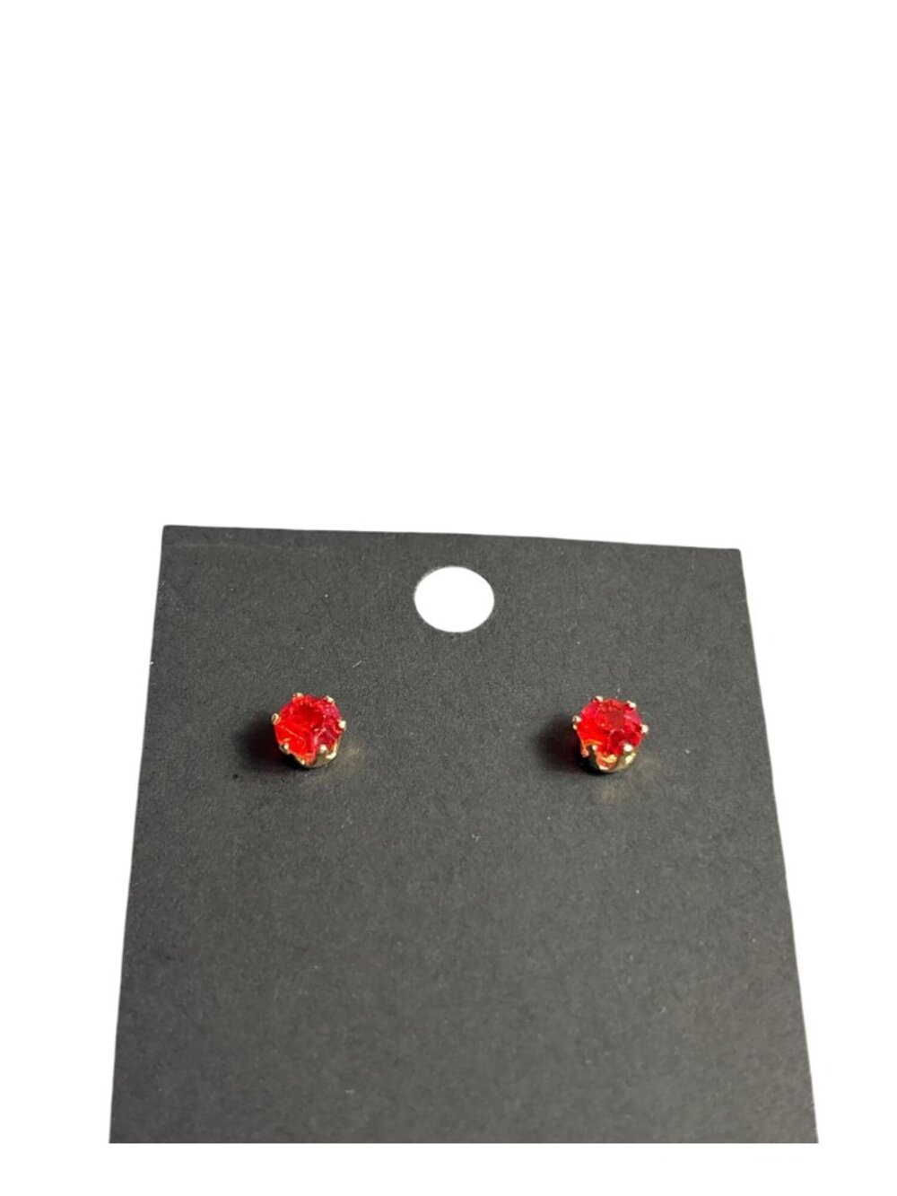 Red Rhinestone Stud Earrings 0.25 inch